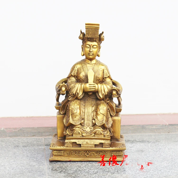 TOP GOOD HOME House Талисман Meizhou Mazu Goddess Matsu of the Sea FENG SHUI латунная художественная статуя 40