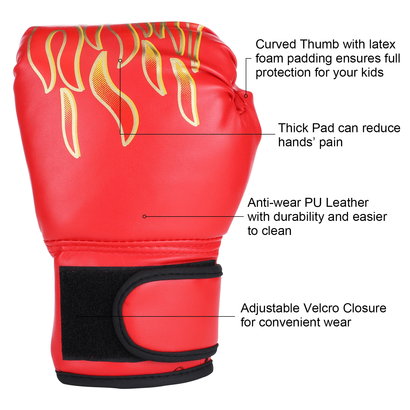 Kids Boxing Gloves Children Punch PU Leather Portable Exercise Mitts Boys Girls Train Glove Hand Protector  Black