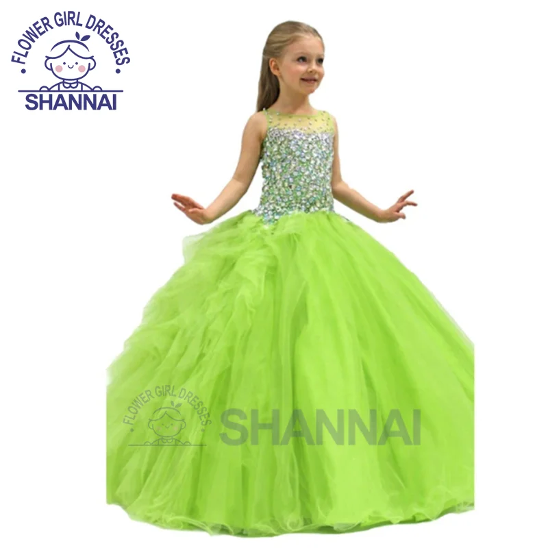 

Flower Girl Dresses for Weddings A-LINE Sleeveless Floor-Length Princess Dress for Wedding Bridesmaid First Communion Pageant
