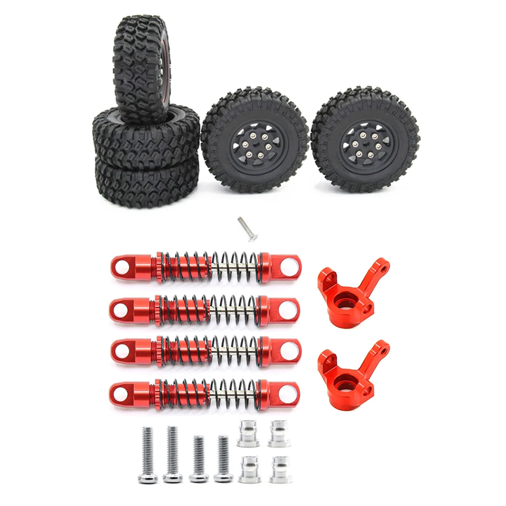 

5Pcs Rubber Spare Tires Tyre Wheel Upgrade Accessories With Metal Shock Absorber With Steering Cup Upgrade Accessories