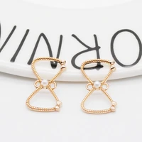 10pcspack gold color alloy bowknot charms with imitation pearl pendants for jewelry bracelet earring connectors 2213mm