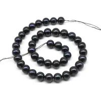 Unique Design AA Store,Round Pearl Loose Beads,10-11mm Black Freshwater Pearl Full Strand DIY Pearl Jewelry,Making For Necklace