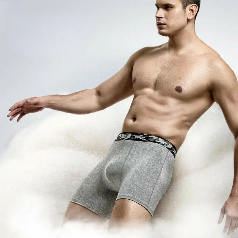 

Extra Large Cotton Long Underwear Boxer Shorts Breathable U Bulge Pouch Trunks Calsoncillos Para Bikini Hombre Men's Panties