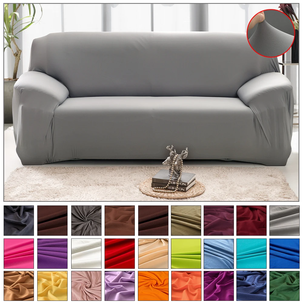 

Gray Sofa Covers High Elastic All-inclusive Sofa Cover Solid Color Series Chair Cover for Living Room 1/2/3/4 Seater Couch Cover