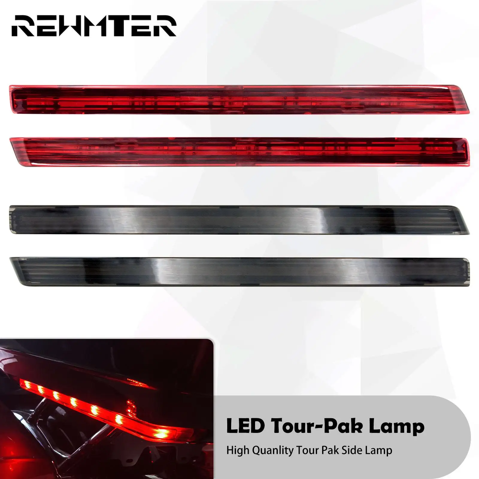 

Motorcycle Tour Pak Pack Accent Side Panel LED Light Red/Smoke Lens For Harley Touring Road King Road Street Glide FLTRX 2006-21