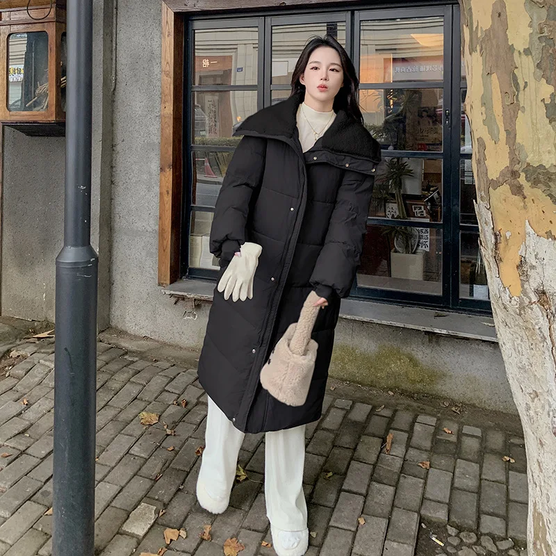 2024 Корейская куртка средней длины PinkyIsBlack с хлопковой подкладкой и большими