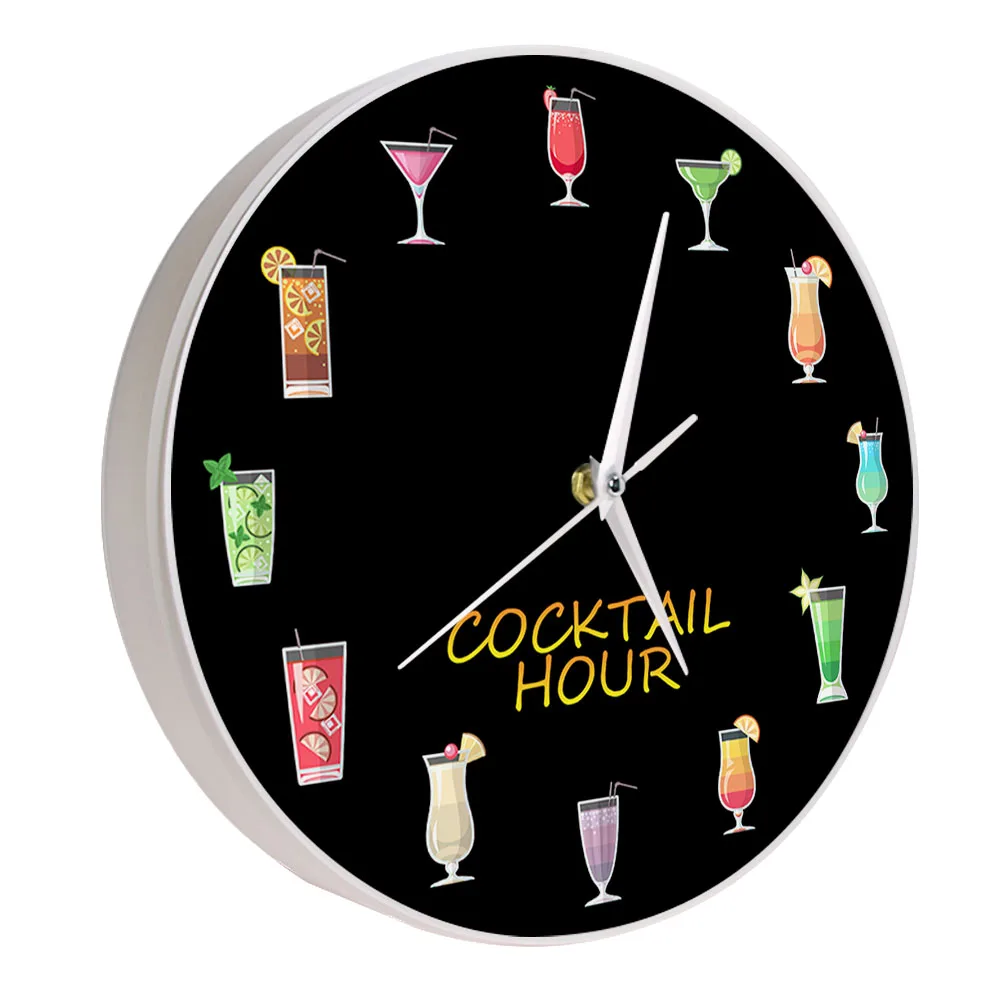 Цветные настенные часы с принтом на спиртовой основе для коктейлей напитков бара