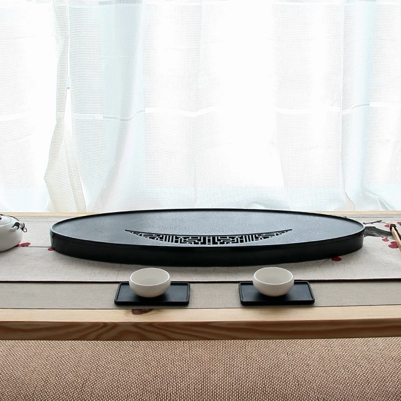 

Hand-made natural black stone tea tray dry bubble stone tea table household simple drainage tea sea