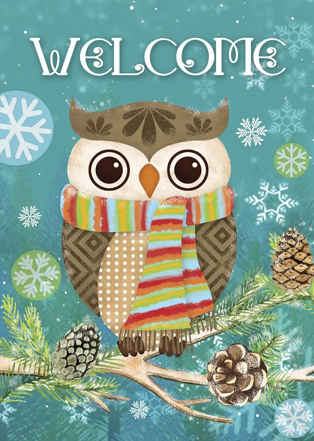 

Cute Owl Christmas Holly Winter Double Sided Garden Flag 12x18 Inch