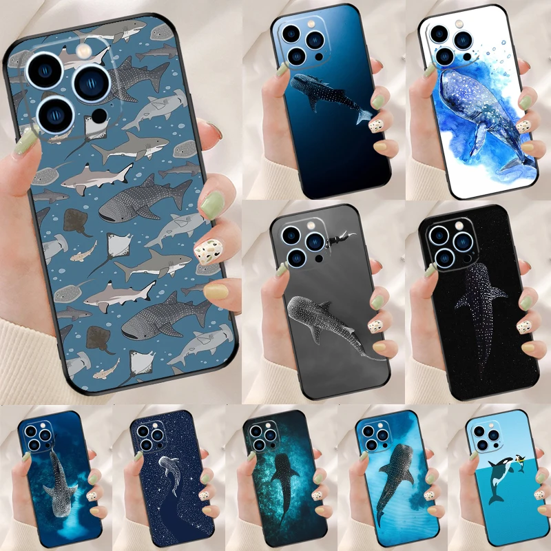 Whale Sharks Fish Phone Case For iPhone 14 13 12 11 Pro Max 13 Mini XR XS X 8 7 Plus SE 2020 Soft Back Cover