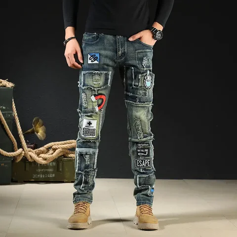Джинсы мужские rock - купить недорого | AliExpress