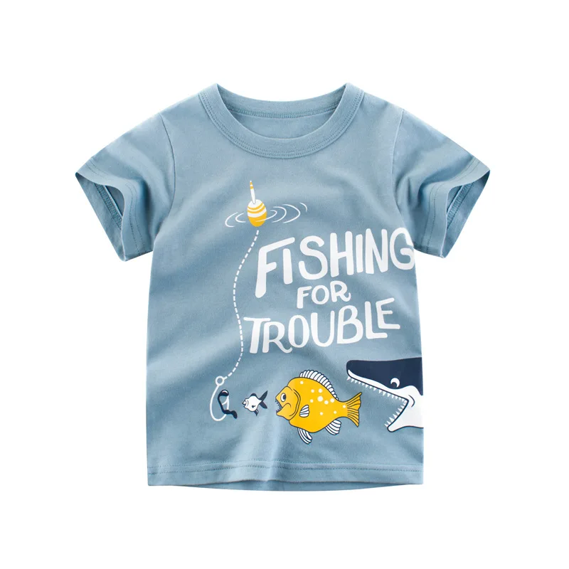 

2022 Children's T-Shirt Children for Boys a Boy Girls Kids Kid's Shirts Child Baby Toddler Cotton Tee Tops Clothing Short Shark