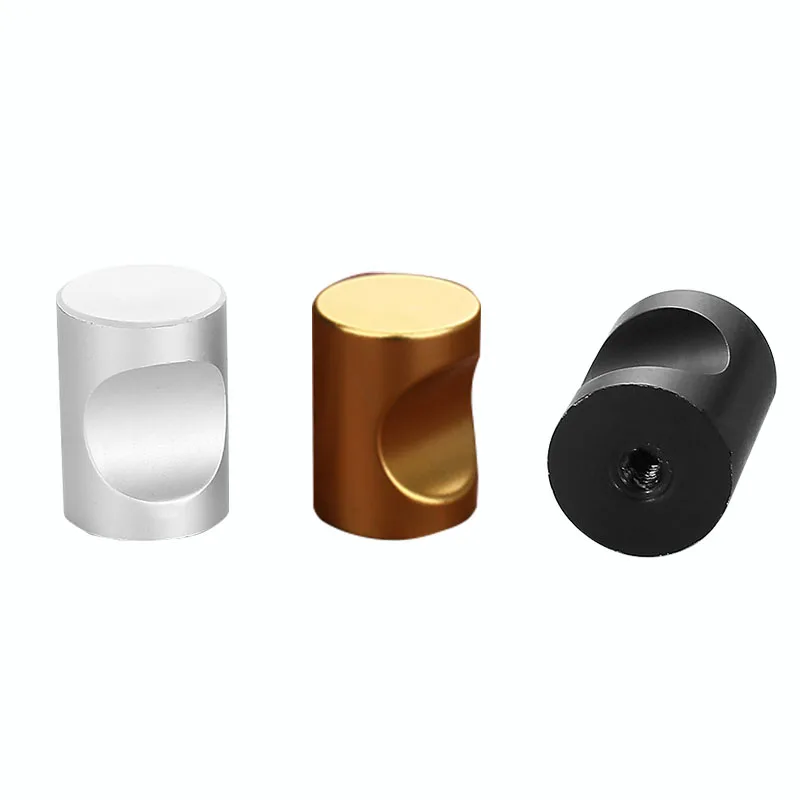 

Modern Simple Round Aluminum Handle Drawer Wardrobe Cabinet Door Knobs Pulls Solid Space Aluminum Black Silver Furniture Handle