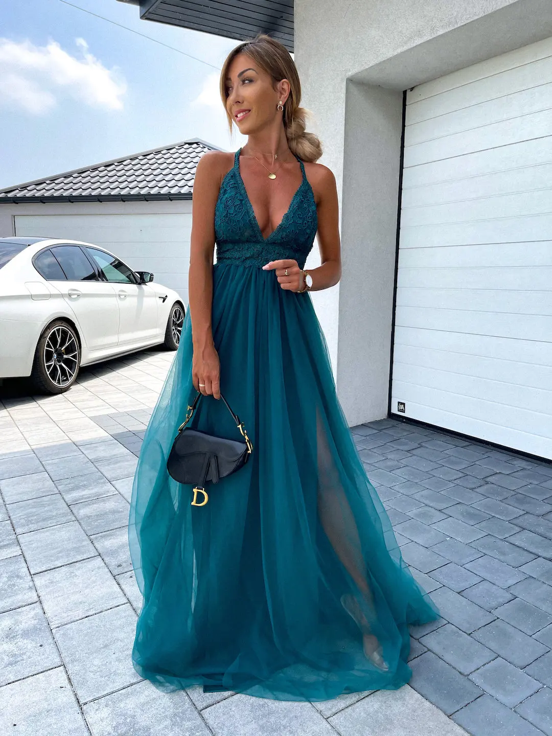 

V-neck Hook Flower Hollow Holiday Mesh Summer Dress for Women2021 Backless Night Party Camisole Maxi Dresses Big Swing Vestidos