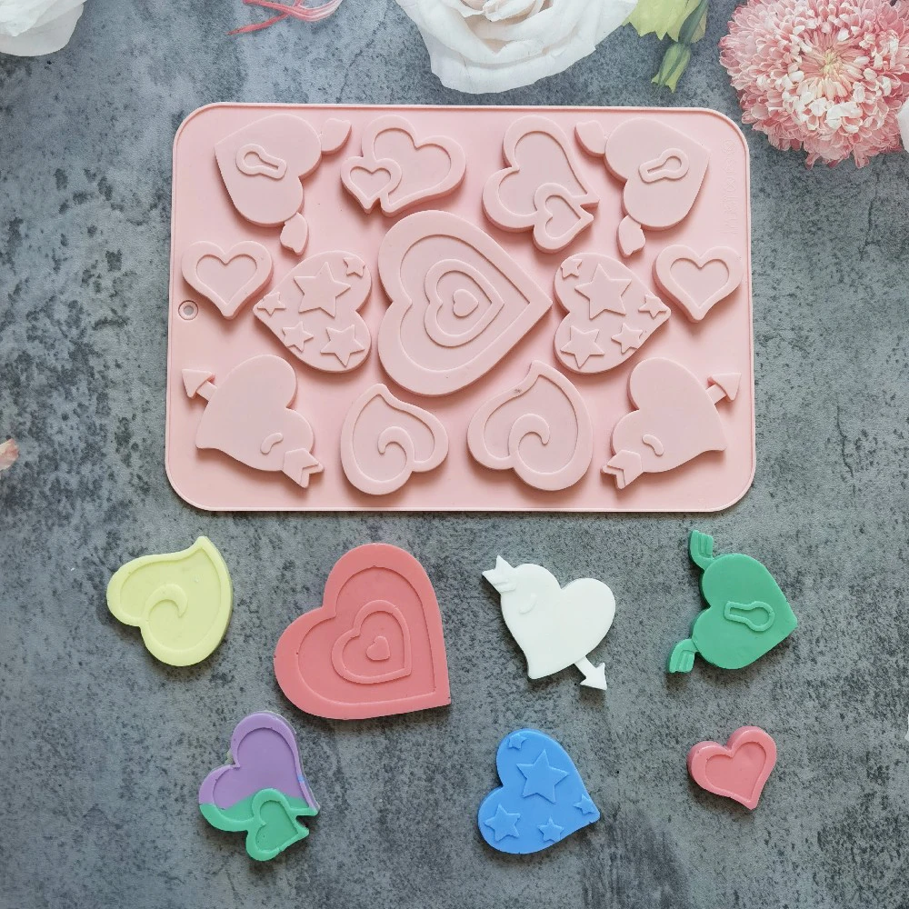 

13 Cavity Diamond Heart Silicone Chocolate Mold DIY Cake Accessories Molds Kitchen Ice Cubes Biscuit Pastry Manual Baking Mould