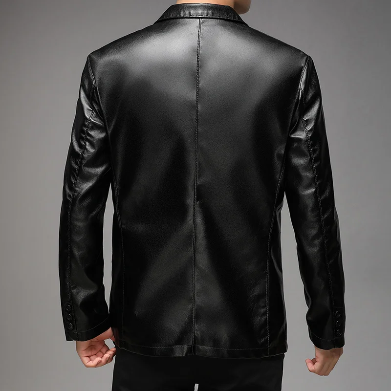 New Top Brand Grade Designer Casual Fashion Faux PU Leather Jacket Plain Black Motorcycle Fall Winter Coats Men Clothing 5 New Top Brand Grade Designer Casual Fashion Faux PU Leather Jacket Plain Black Motorcycle Fall Winter Coats Men Clothing 5
