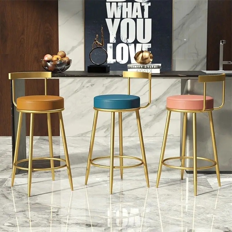 Современный высокий стул для кухни салона красоты золотая металлическая стойка