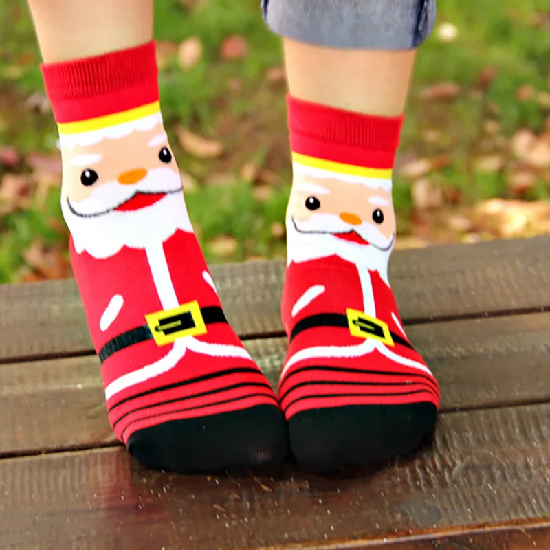 1PC Women Soft Winter Socks Christmas Warm Cotton Sock Cute Santa Claus Deer Snowman Shape Holiday Party Accessories 2023 - купить по
