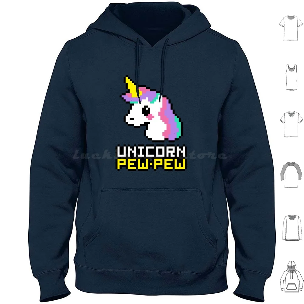 

Unicorn-Pew! Hoodies Long Sleeve Pixel 8Bit 8 Bit Byte Retro Gamer Game Gaming Emo Hipster Katie White Katie