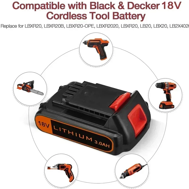 Фото Аккумулятор 4.0 Ач 18 В для Black & Decker BL2018, замена 20-вольтовой литиевой батареи Max Lithium LBXR20 LB20 LBX20 LST220 LB2X4020 для беспроводных инструментов №5