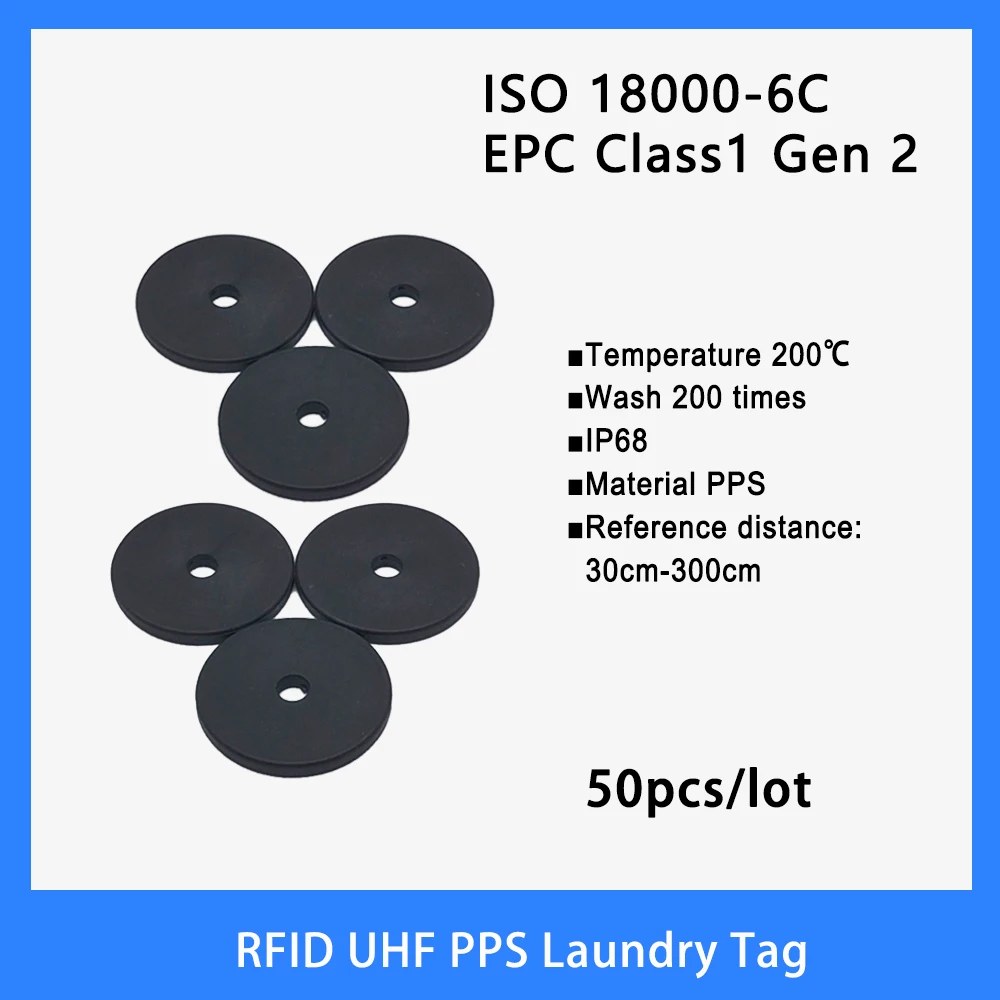 RFID UHF Laundry Tag 860-960MHz High Temperature Resistant PPS-button RFID Tag Smart Alien Card ISO 18000-6C 50pcs Good Quality