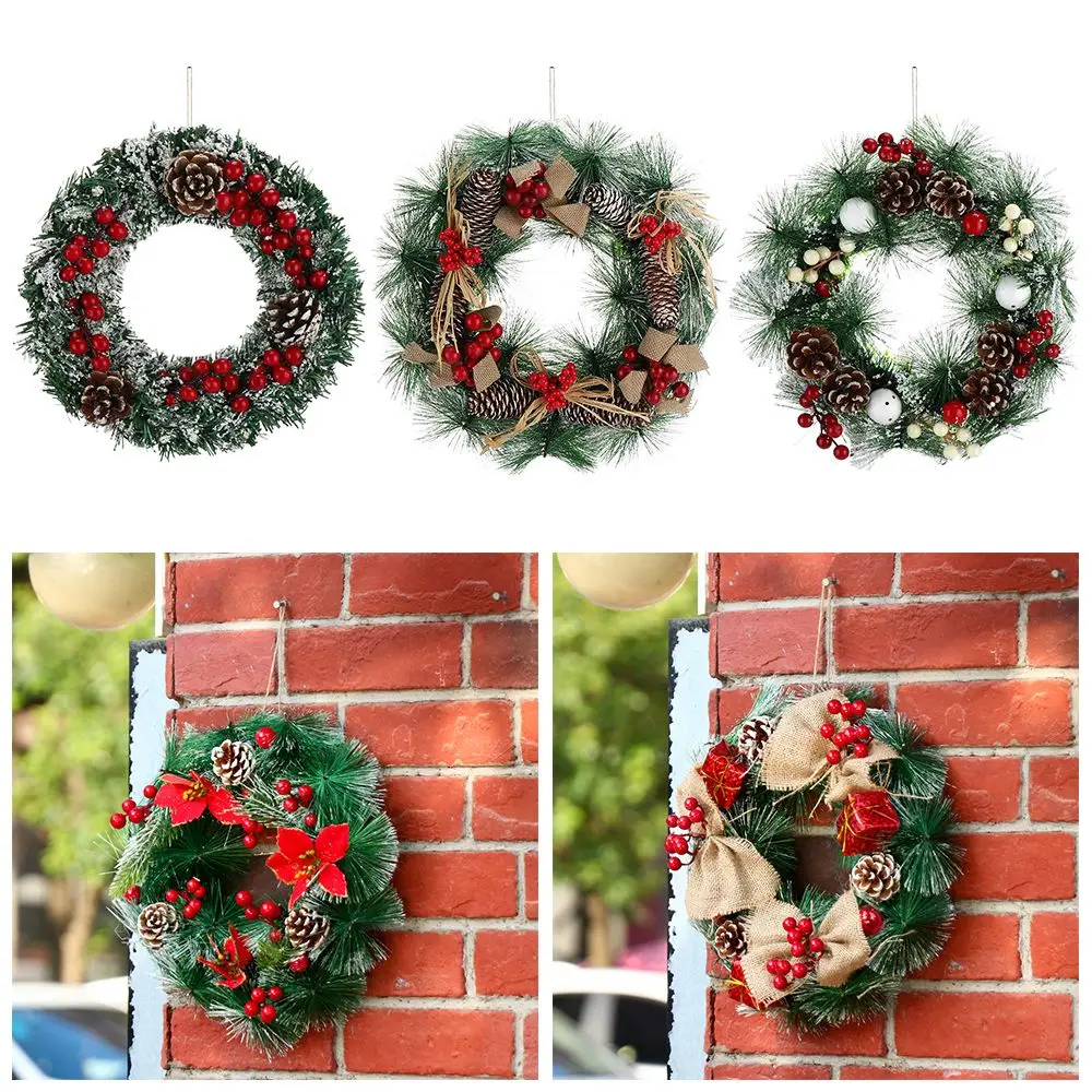 

Xmas Tree Decor Window Props Wall Decorations Pine Needle Wreath Christmas Wreath Christmas Garland Hanging Ornament