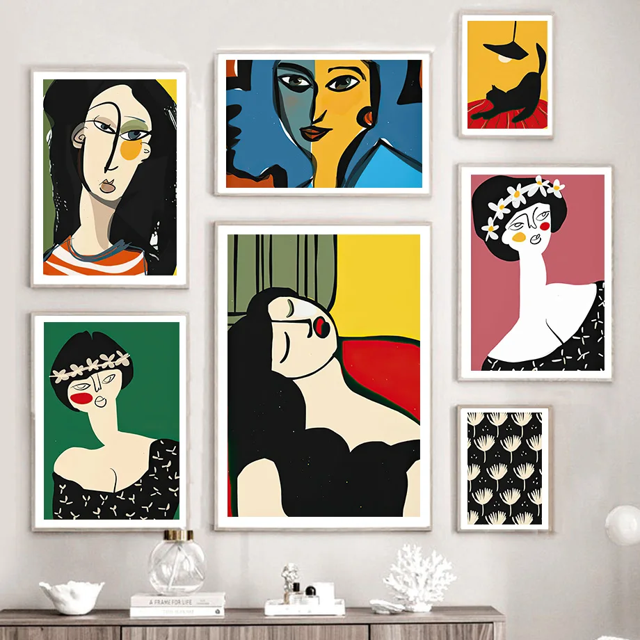 Абстрактная Женская Корона из цветов для девочки винтажная настенная живопись