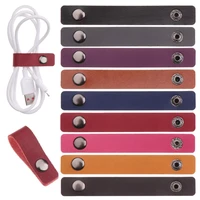 5 pcs leather cable winder wire ties cord organizer cable strap tie wrap cord management holder keeper earphone wrap