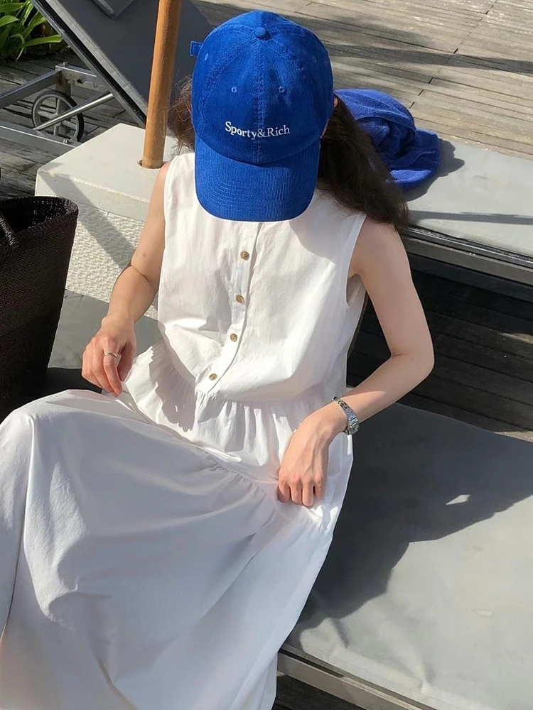 Лето 2023 новинка Южная Корея Dongdaemun Ounce жилет без рукавов с круглым вырезом и