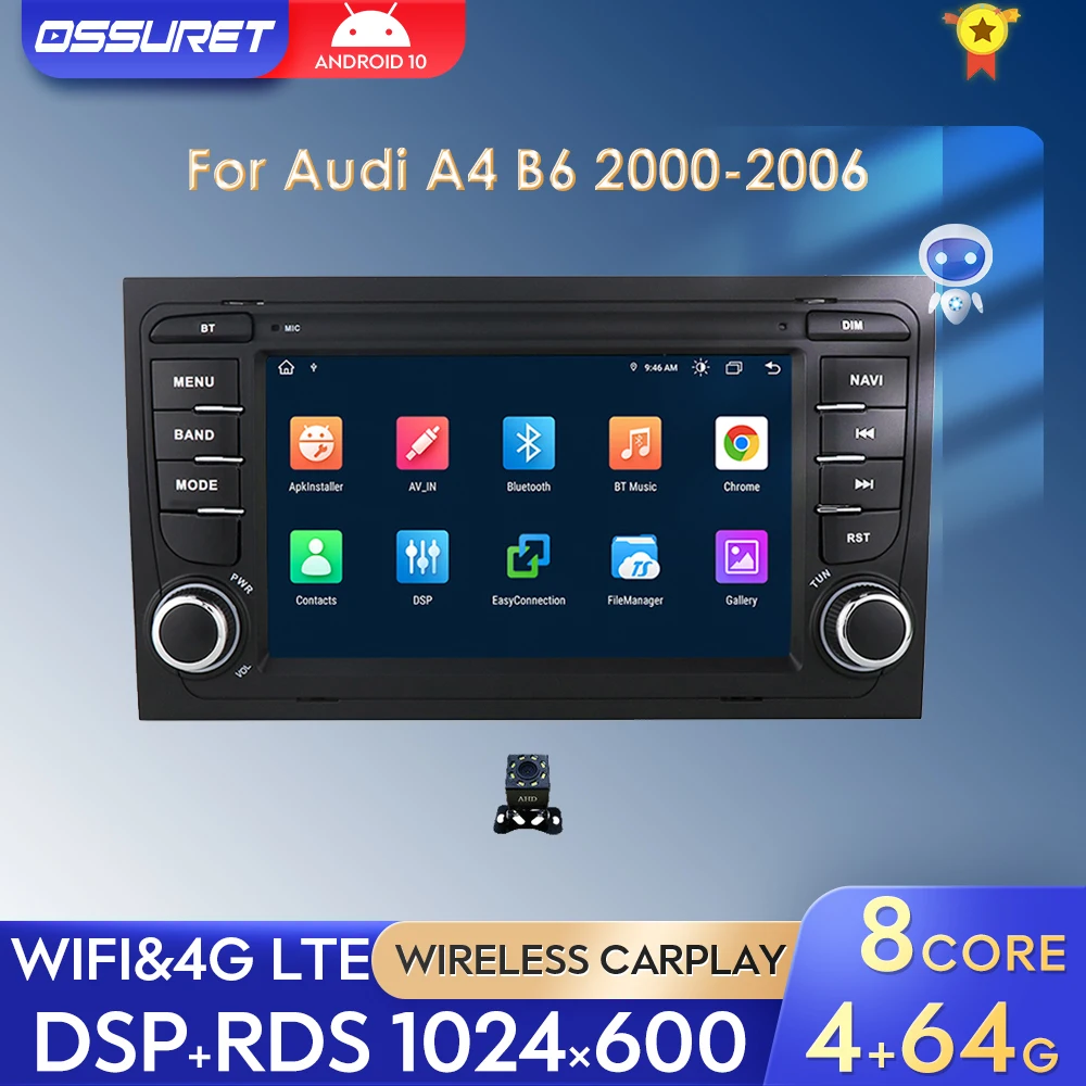 

4G LTE Android AI Car Radio Stereo Multimidia Player For Audi A4 B6 2000-2006 S4 B7 RS4 Seat Exeo Autoradio Video GPS Navi 4+64G