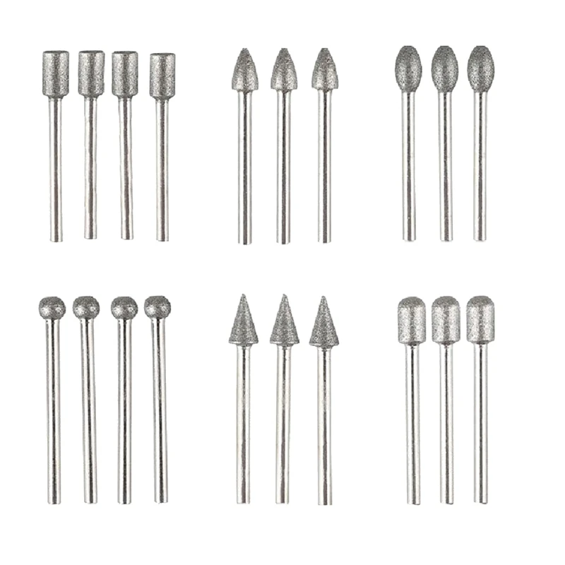 

TOP Diamond Burr Bits Set,20PCS Polishing Kits Rotary Tools Accessories With 1/8 Inch Shank For Stone,Jewelry,Ceramics