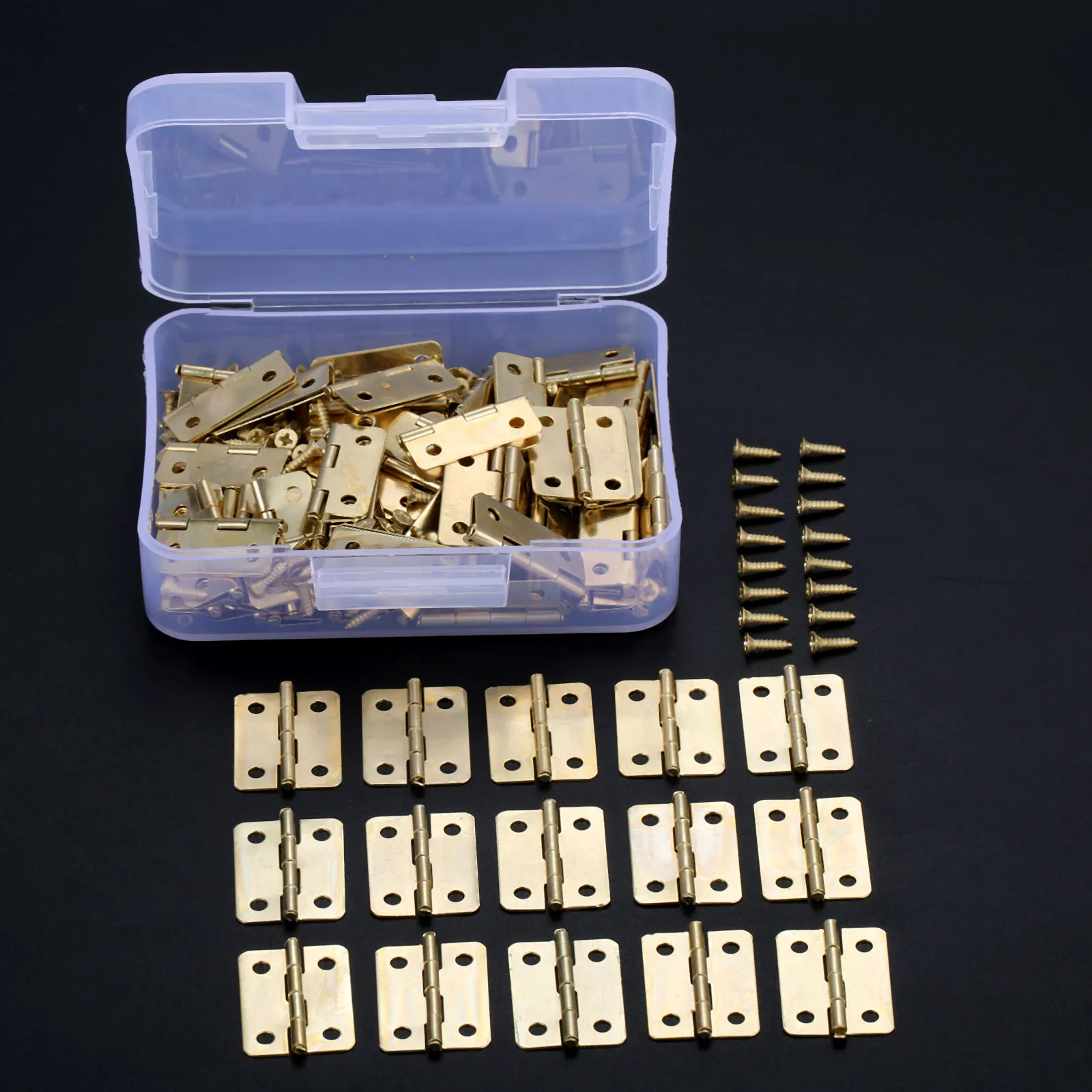 

100 шт., петли + 400 винтов, 4 отверстия, 23 х19 мм