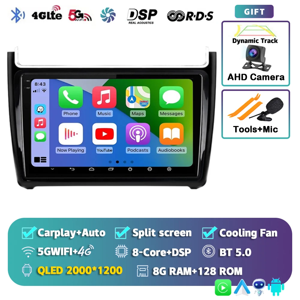 

Автомагнитола на Android 14 для Volkswagen VW Polo Sedan 2008 2009 2010 2011 2012 2013 2014 2015 мультимедийный плеер стерео GPS