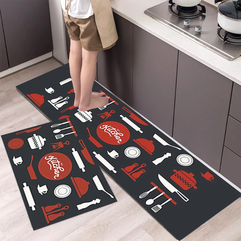 

Kitchenware Patterns Carpet Rugs Floor Non-Slip Tapices Kitchen Door Foot Mat Living Room Decoration Home Decor M83