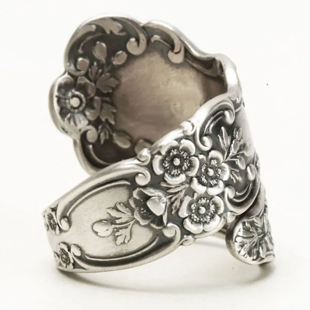 

New Vintage Antique Color Women-Midi-Rings Graceful Engraved Flower Pattern Retro Party Female Finger Ring Stylish Jewelry