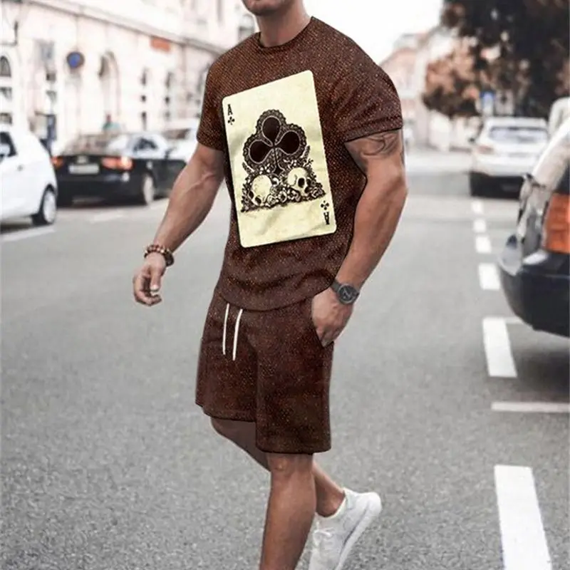 

Men's T Shirt Set 3D Print Short Sleeve 2022 Summer T-shirt Set Men Round Casual Loose Collar Tracksuit Fashion Trend Clothes