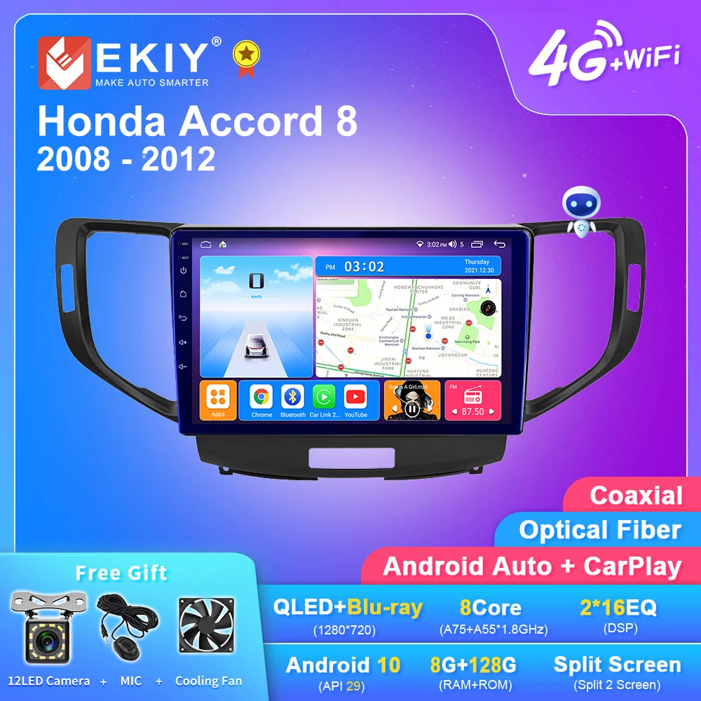 

EKIY T7 QLED DSP Android авто радио для Honda Accord 7 2003-2008 мультимедийный плеер Carplay Авто Радио Стерео навигация GPS камера DVD