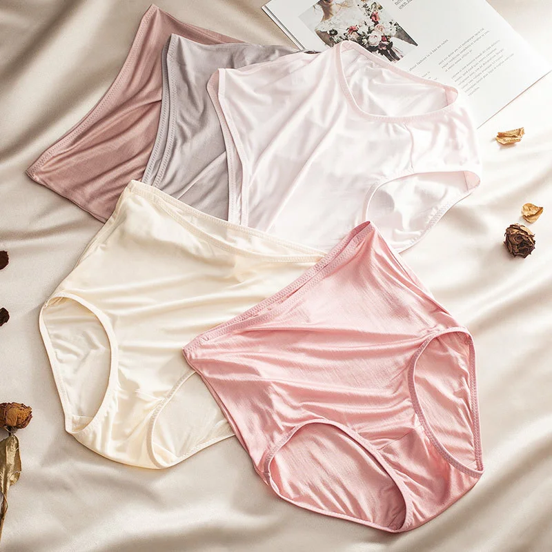 Трусики больших размеров нижнее белье из шелкового шелка женское летнее тонкое и
