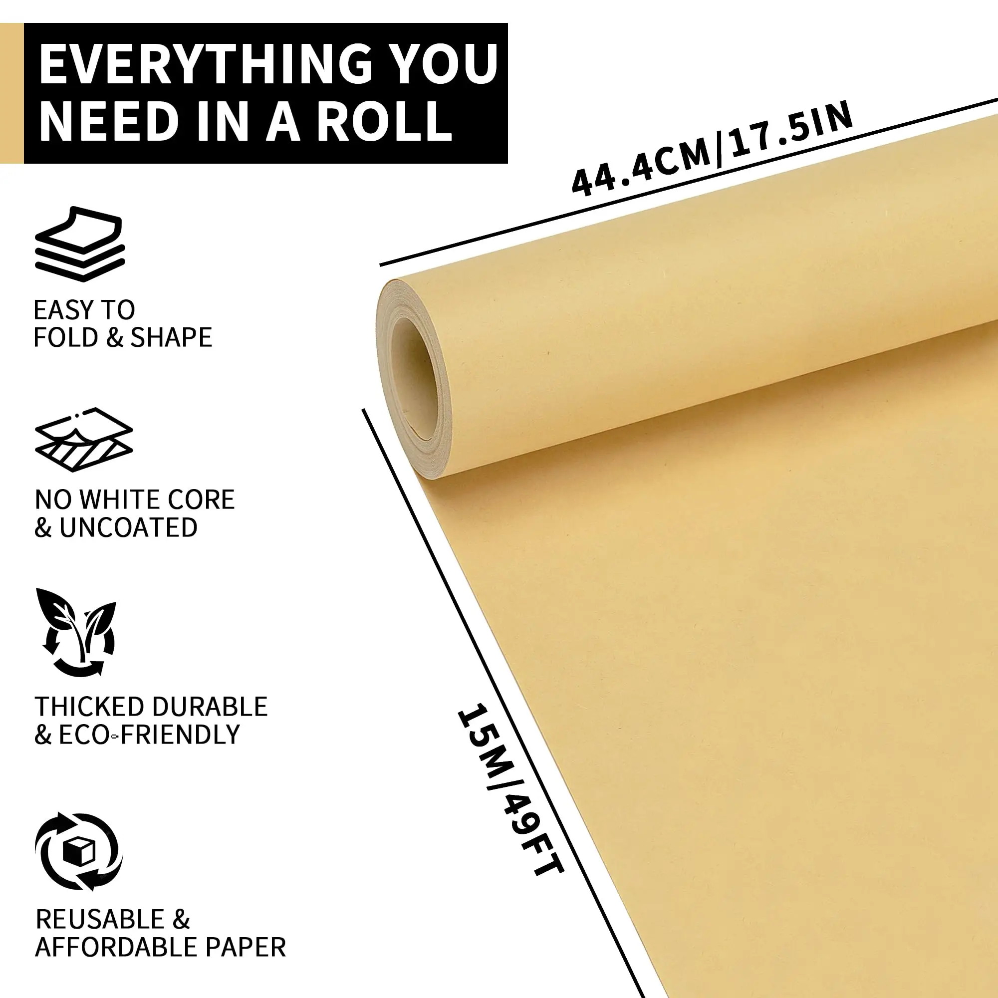 Коричневый рулон крафт-бумаги для искусства и рукоделия 50 см x 10 м мольберт