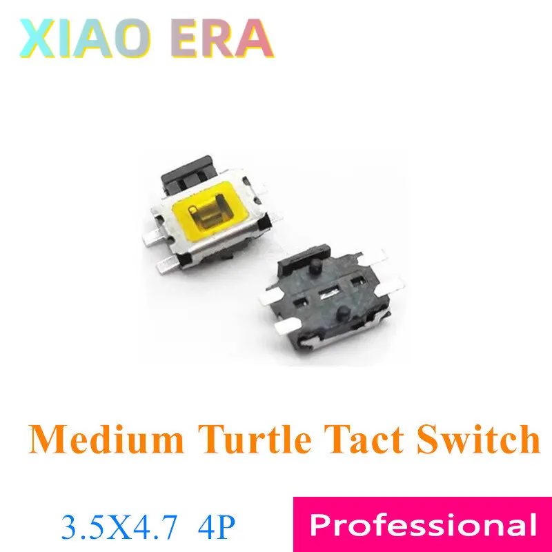 

1000pcs Medium Turtle Tact switch Touch Button 4P 3.5*4.7 3.5x4.7 Side switch button with location Bulk Tape