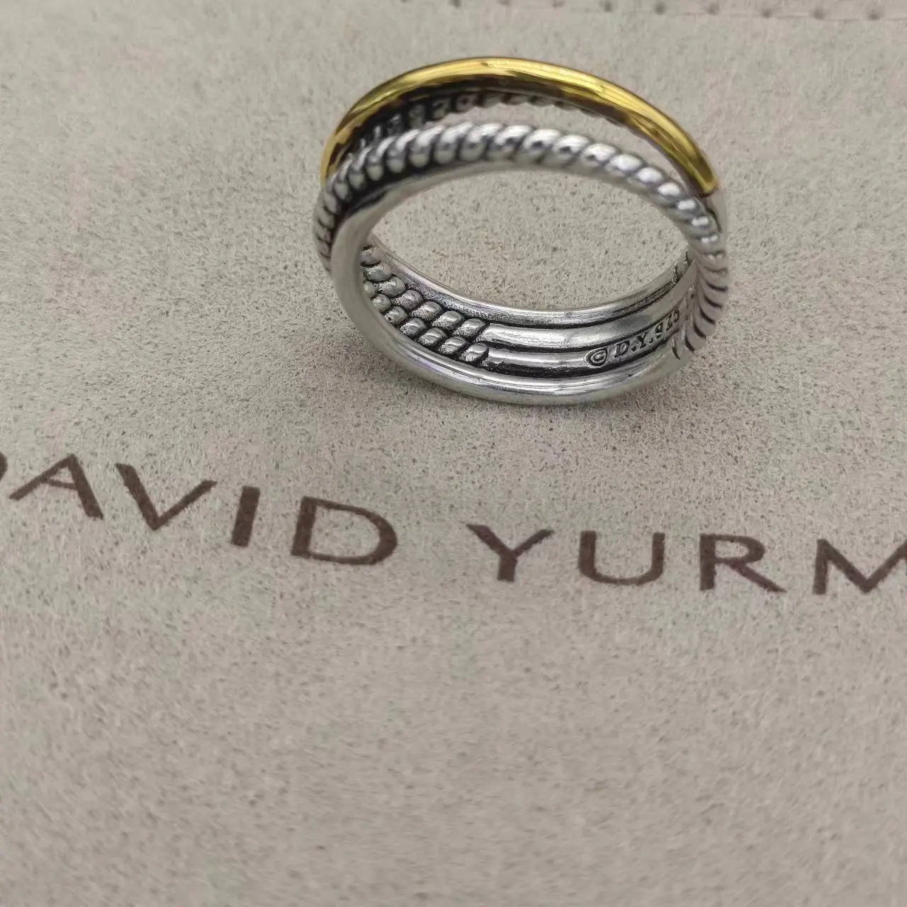 May High Quality DY Wholesale Twisted Wire Silver Plated Two-Tone Ring Gifts For Men And Women