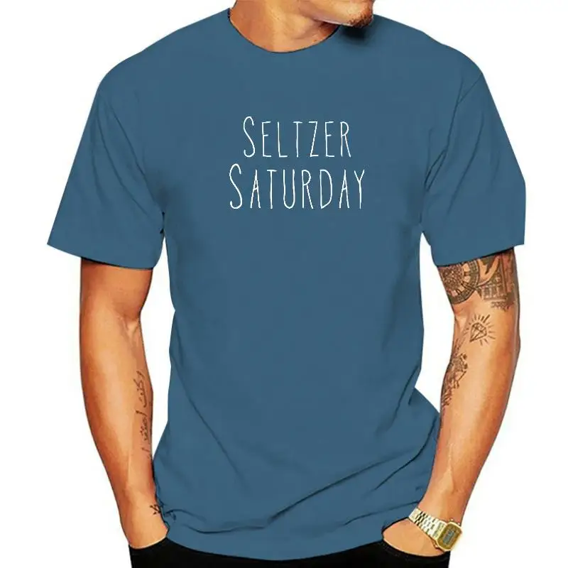 Твердая забавная футболка Seltzer с надписью "суббота" Футболка вышивкой