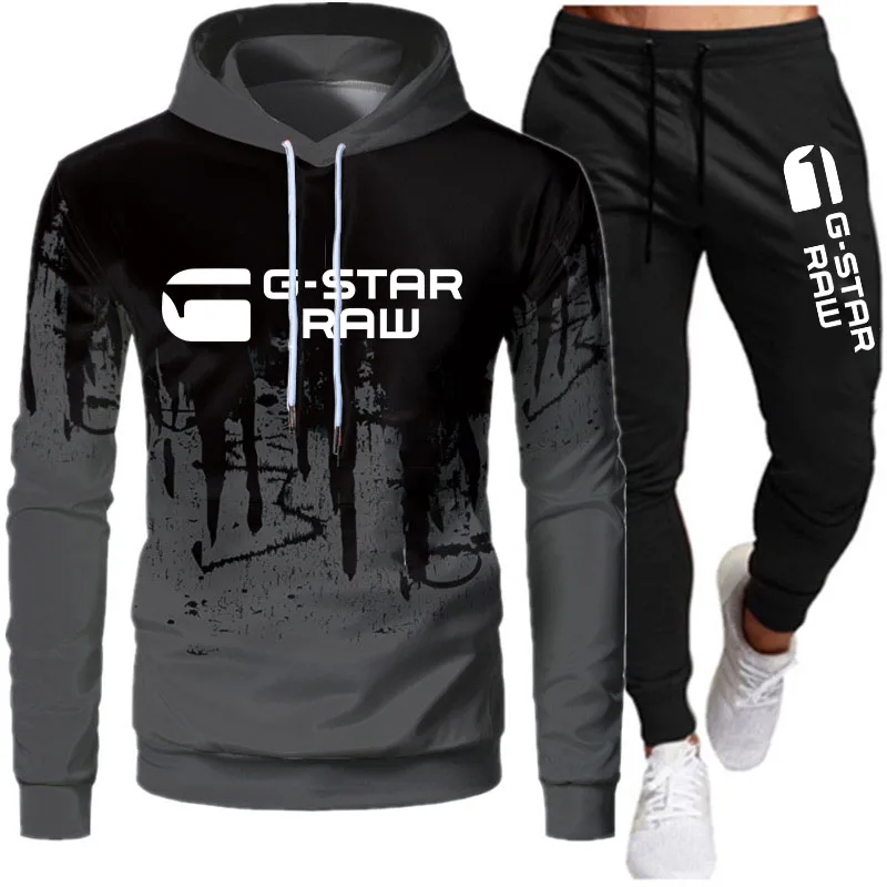 

Men's G-star Print Tracksuits Sets Long Sleeve Camouflage Brand Hoodies and Pants Man 2 Piece Sport Joggers Sweat Suit for Male
