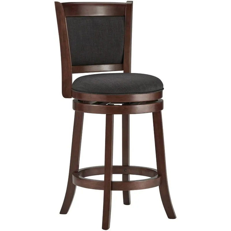 

Weston Home Cherry Finished Padded Swivel Counter Height Stool, Dark Gray Linen