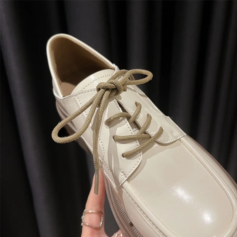 AIYUQI Women's Loafers Genuine Leather 2023 New Lace-up Platform Women Shoes Autumn British Style Ladies Shoes