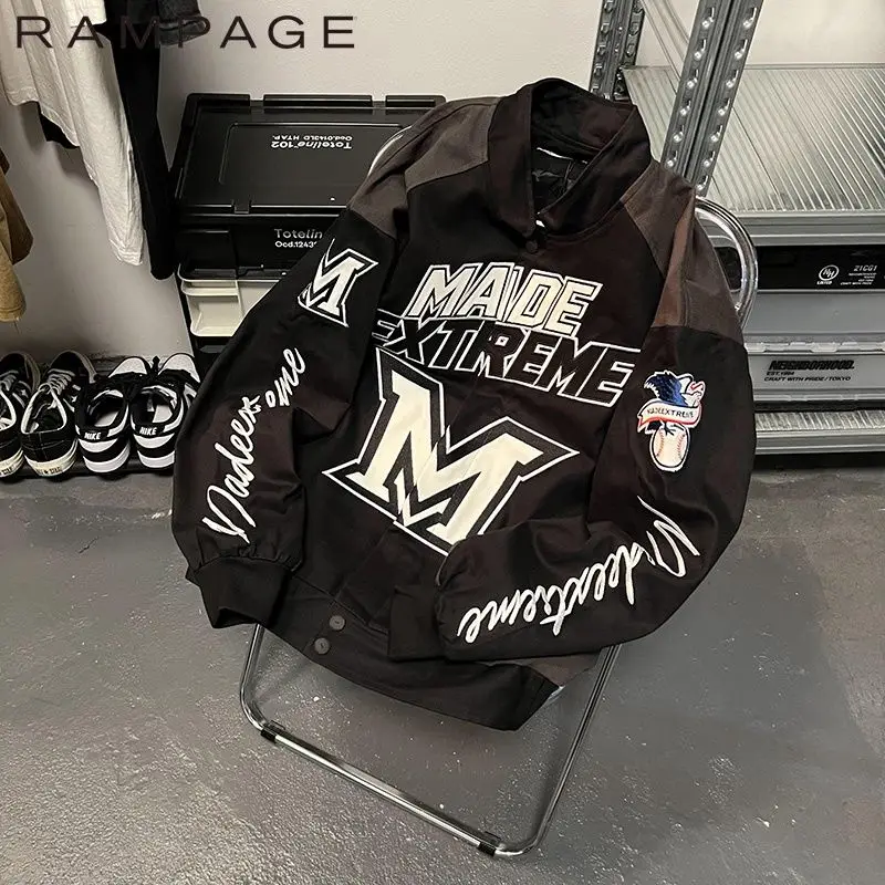 

Unisex American Embroidered Letter Bombers Baseball Jackets Coat Tops Spring Autumn High Street Racing Suit Men Women Jackets