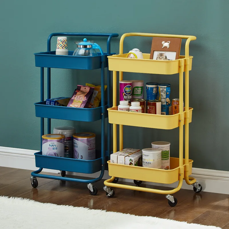 New Beauty Salon Shelf Bathroom Trolley Mobile Simple Kitchen Tidy Shelf Living Room Storage Trolley