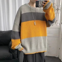 mens sweater color keep warm together matching loose handsome round neck pullover spring autumn winter clothes new 2022