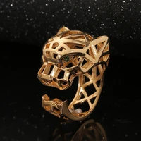new exaggerated wide version personalized jewelry wolf head leopard ring hip hop rock open ring friend gift