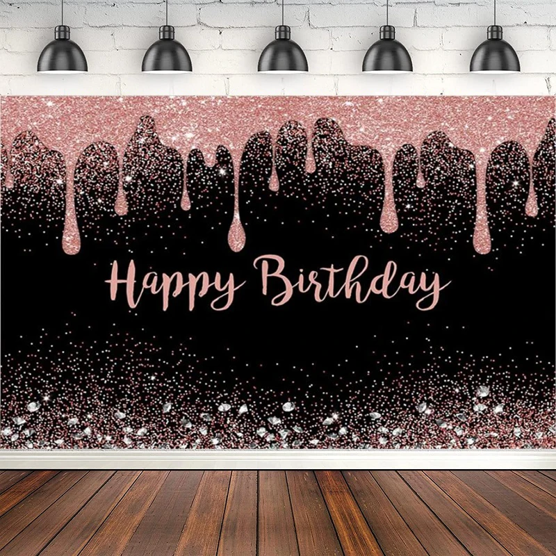

Pink Glitter Photography Backdrop Sliver Diamonds Shining Dots Photo Background Poster Adult Women Birthday Party Decor Banner